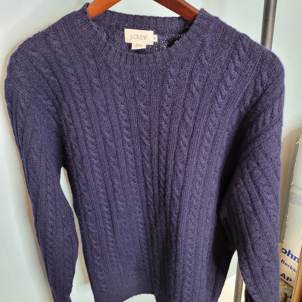 J Crew wool cable knit crewneck sweater xl